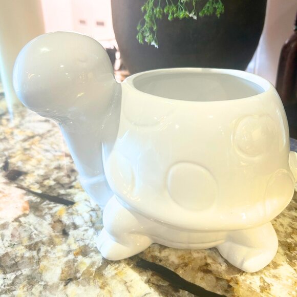 NWT Vintage White Turtle Animal Ceramic Planter - Picture 4 of 8